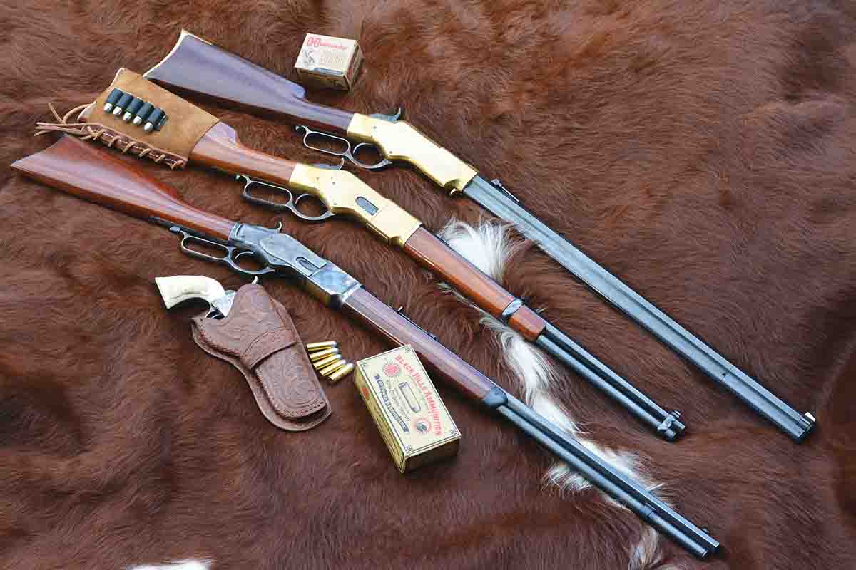 Uberti reproduction rifles include an 1860 Henry, 1866 Carbine and an 1873 Rifle. Each is chambered in the widely popular .45 Colt, which was never an original chambering in Winchester rifles.